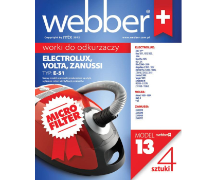 Akcesoria do odkurzaczy Webber Worki do odkurzaczy micro ELECTROLUX XIO E51 (13) 4 szt.